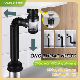 Xi phông chậu rửa mặt xả xi phông chậu rửa mặt Ống xả ruột gà lavabo chống hôi có rãnh thoát tràn nước