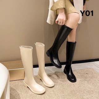 Sẵn Sll- Bốt gối da lì lót lông gót 2-3cm ôm chân, siêu ấm