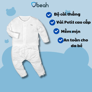 Bộ đồ dài tay cài thẳng sơ sinh cho bé, bộ đồ sơ sinh Obeah