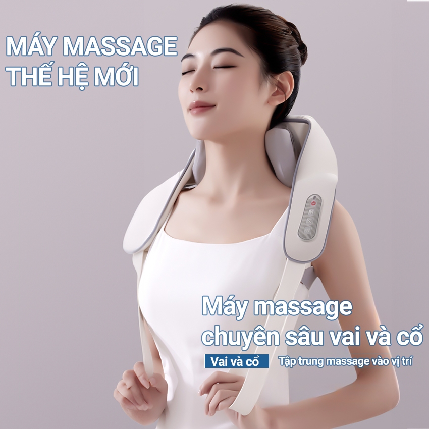 Máy Massage Cổ Vai Gáy, Máy Mát Xa  Xoa Bóp Chườm Nóng Thư Giãn Giảm Đau Mỏi Cổ Vai Gáy