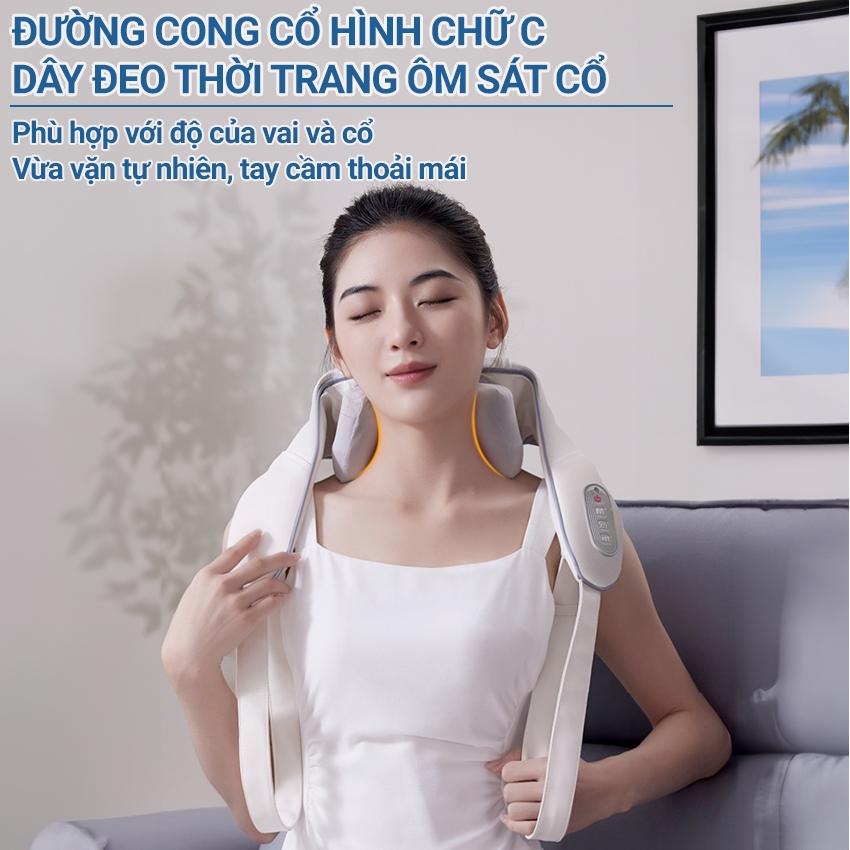 Máy Massage Cổ Vai Gáy, Máy Mát Xa  Xoa Bóp Chườm Nóng Thư Giãn Giảm Đau Mỏi Cổ Vai Gáy