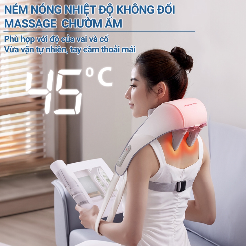 Máy Massage Cổ Vai Gáy, Máy Mát Xa  Xoa Bóp Chườm Nóng Thư Giãn Giảm Đau Mỏi Cổ Vai Gáy