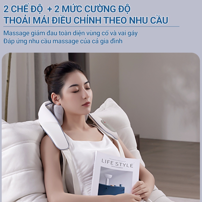 Máy Massage Cổ Vai Gáy, Máy Mát Xa  Xoa Bóp Chườm Nóng Thư Giãn Giảm Đau Mỏi Cổ Vai Gáy