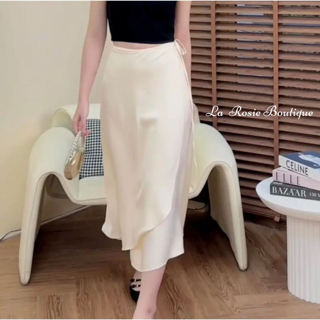 Chân váy Lụa vạt đắp dáng dài sang trọng La Rosie Boutique