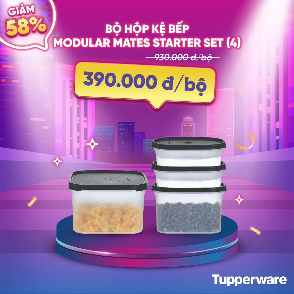 Bộ hộp Kệ bếp Tupperware Modular Mates Starter Set (4)