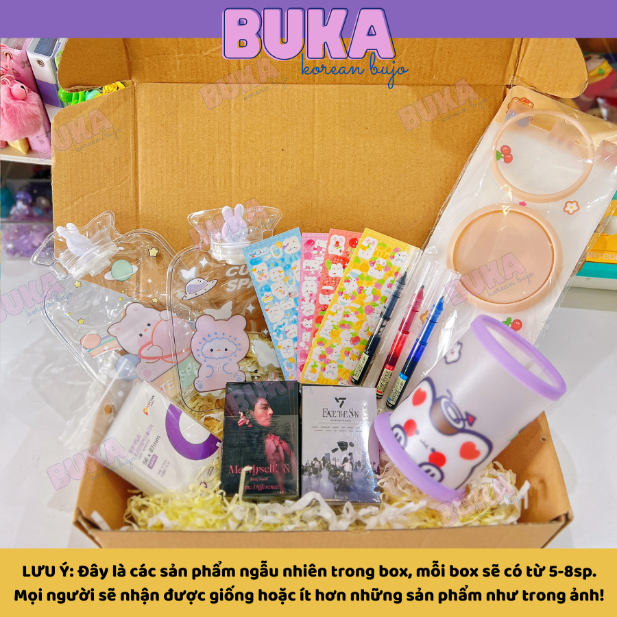 Lucky box Buka test nhân phẩm đồ kpop Toploader, card, sticker
