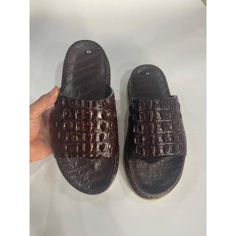 Dép Da Nam Doctor Đế  đúc nguyên khối Tăng Chiều Cao Chất Liệu Da Lưng Cá Sấu Cao Cấp - Cam kết da thật 100%