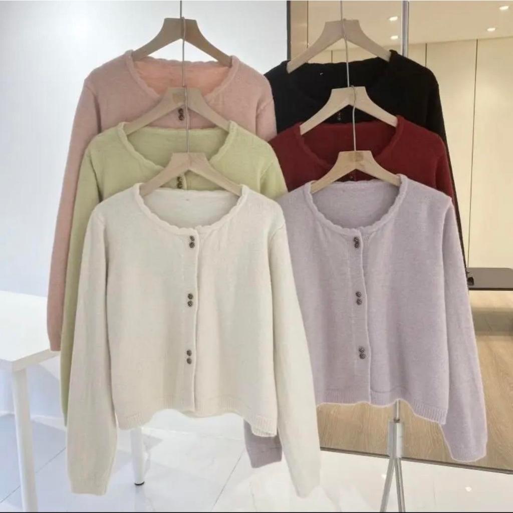 Áo len cardigan cổ tròn phối cúc hoa hồng đôi phong cách ulzzang HAVANA BE246