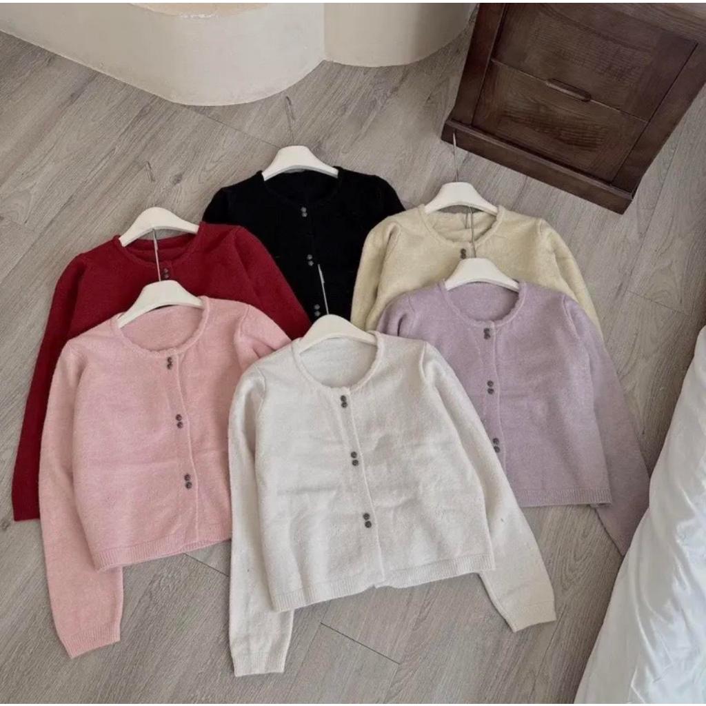 Áo len cardigan cổ tròn phối cúc hoa hồng đôi phong cách ulzzang HAVANA BE246