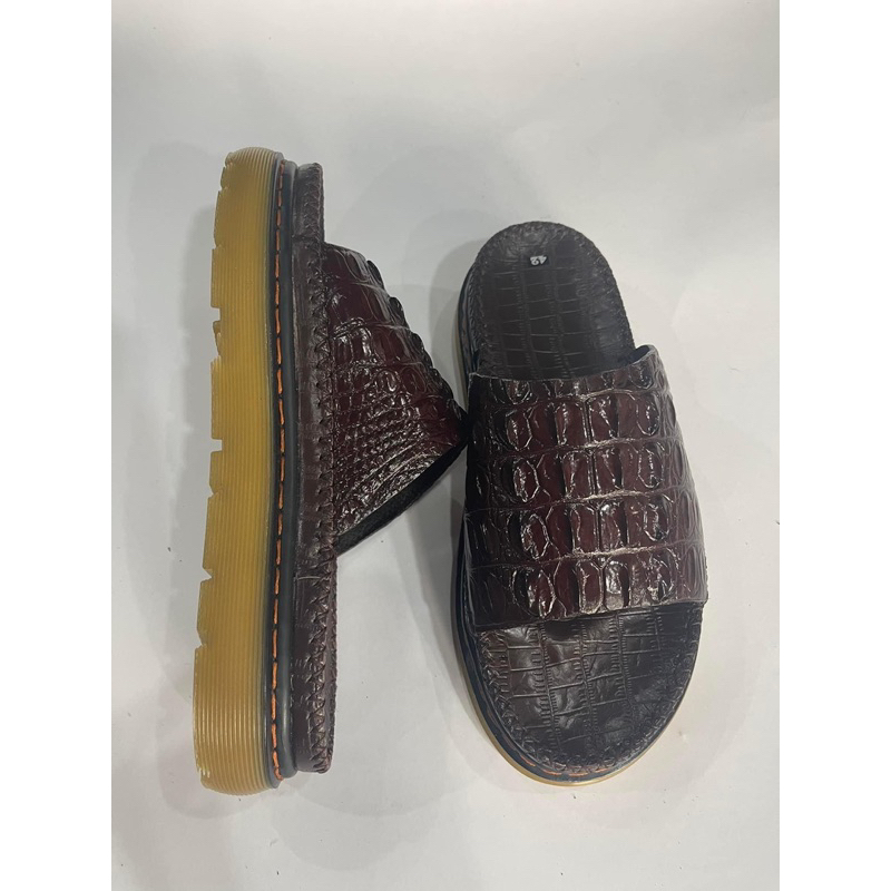 Dép Da Nam Doctor Đế  đúc nguyên khối Tăng Chiều Cao Chất Liệu Da Lưng Cá Sấu Cao Cấp - Cam kết da thật 100%