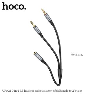 Bộ chuyển tín hiệu âm thanh hoco upa21 2 đầu chui 3.5 ra 1 đầu lỗ 3.5 dùng cho máy tính