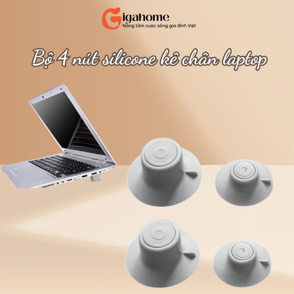 Bảo Vệ Laptop Với Bộ 4 Nút Silicone Kê Chân Chống Nóng, Tản Nhiệt GIGAHOMEVN 4858