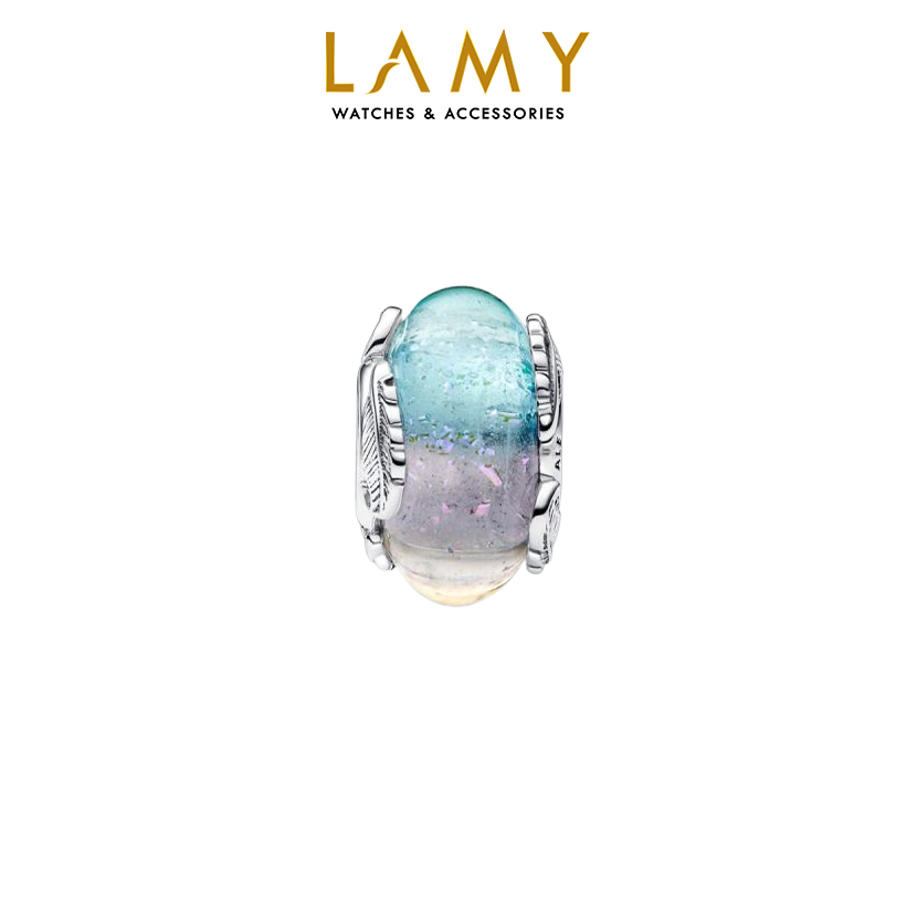 Charm bạc CDE Charm Murano Glass & Curved Feather CDE1534