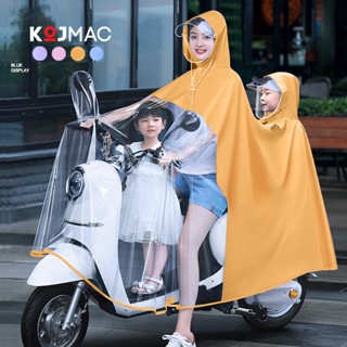 Áo Mưa Đi Xe Máy Trong Suốt 2 Đầu Cho Mẹ Và Bé Cao Cấp KOJMAC ( Che Phủ Toàn Thân Có Kính Chắn Mưa Túi Trùm Gương )