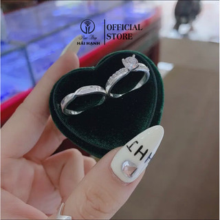 Nhẫn đôi đá cao mẫu mới bạc ta HHJ