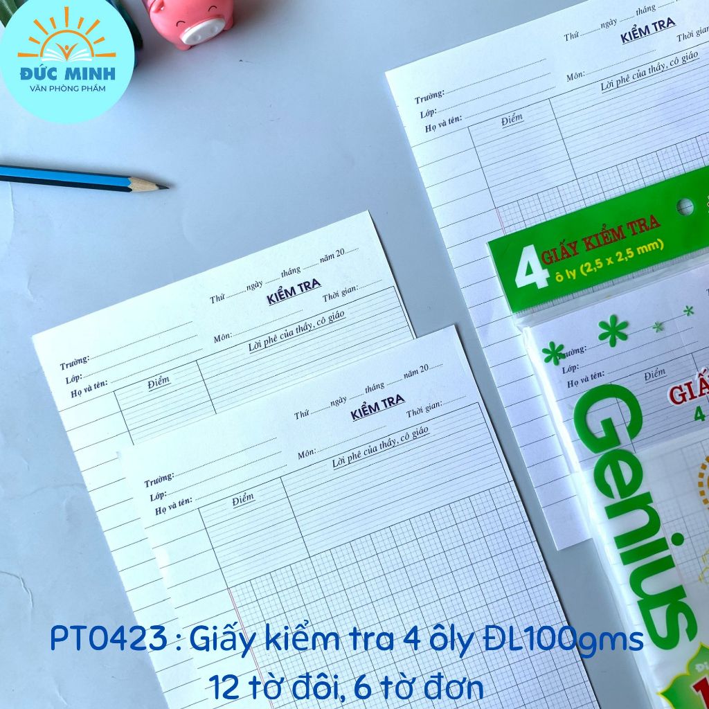 Giấy kiểm tra cấp 1 – Campus, Hồng Hà, Phúc Thịnh - NBTBF100G/HH4891/HH4919/TPGKT01/TPGKT02/TPGKT03-các mẫu - Diệp Lạc