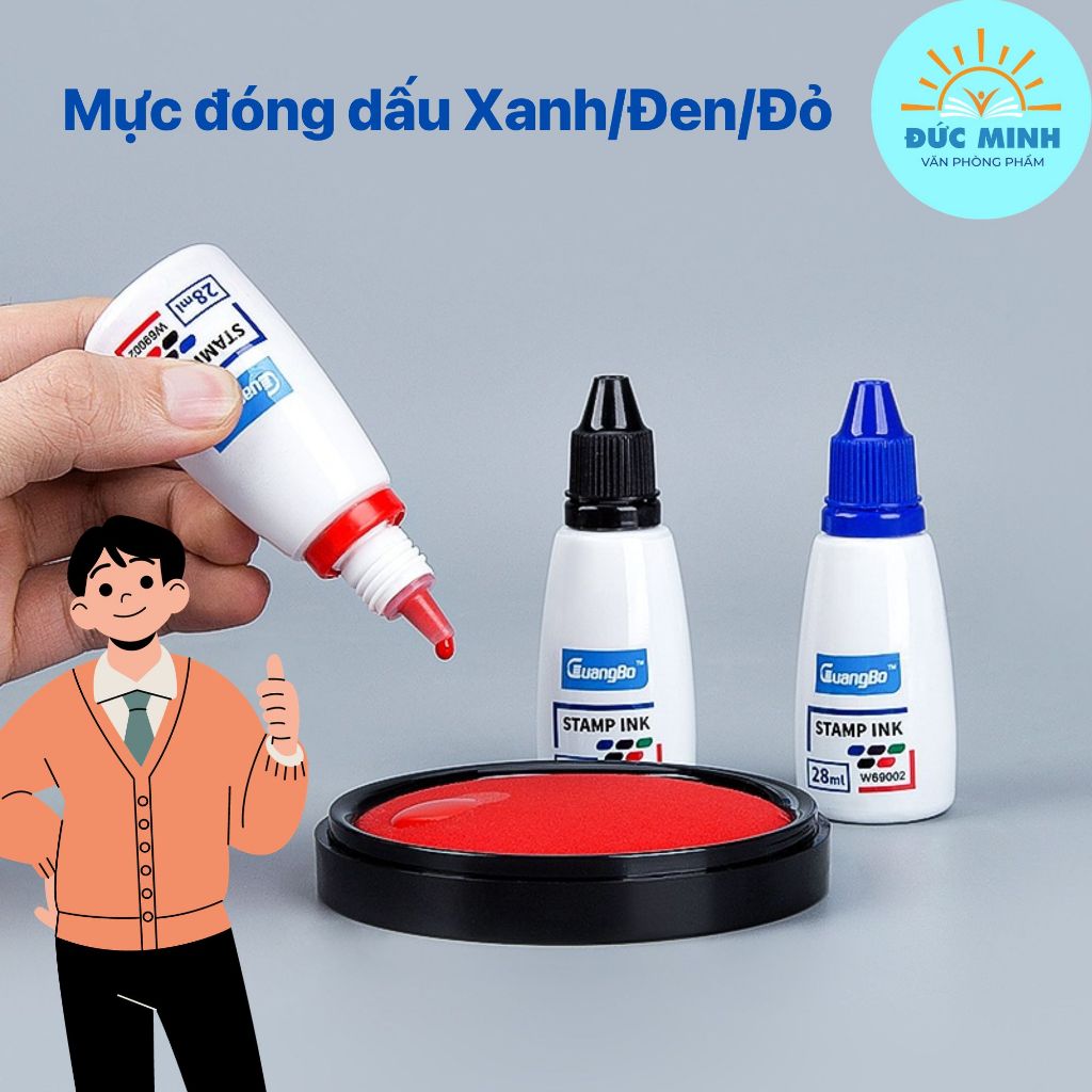𝐌𝐮̛̣𝐜 đ𝐨́𝐧𝐠 𝐝𝐚̂́𝐮 GuangBo 28ml 3 màu xanh - đỏ - đen 69002 - vpp Diệp Lạc (sỉ/lẻ)