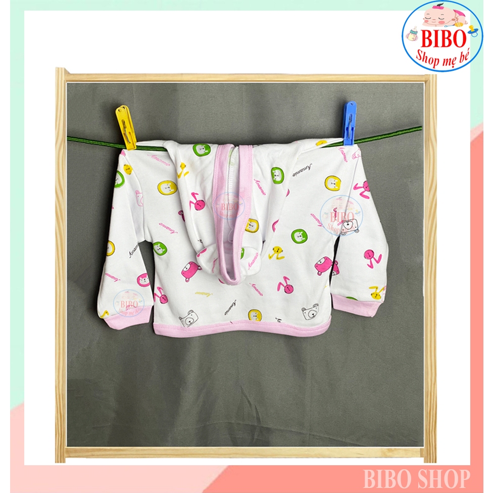 Áo Khoác Có Nón Cho Bé Sơ Sinh Chất Cotton In hình Họa Tiết
