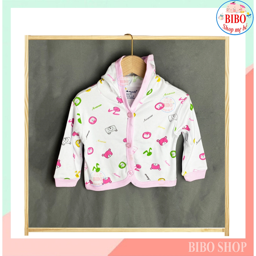 Áo Khoác Có Nón Cho Bé Sơ Sinh Chất Cotton In hình Họa Tiết