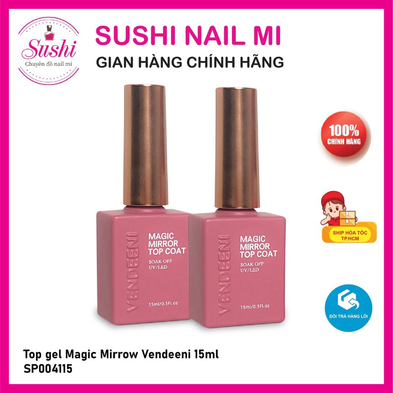 Top tráng gương không lem Vendeeni 15ml - liên kết làm nền chà tráng gương, vẽ móng, trang trí nail - Sushi nail mi