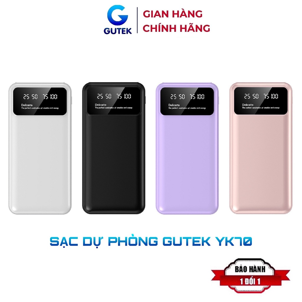 Sạc dự phòng 20000mAh 10000mAh sạc nhanh pin mini dung lượng lớn 2 cổng USB sạc cho Samsung ip oppo – Gutek YK70