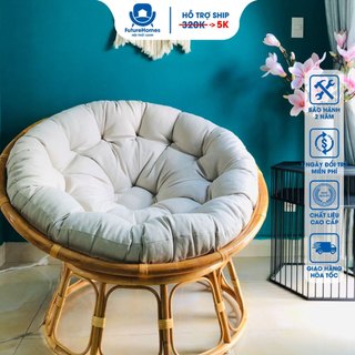 Ghế Lười Thư Giãn Papasan 1m2 Mây Tự Nhiên, Trang Trí Phòng Khách, Decor Ban Công Nằm Thư Giãn, Phòng Ngủ / FutureChoice