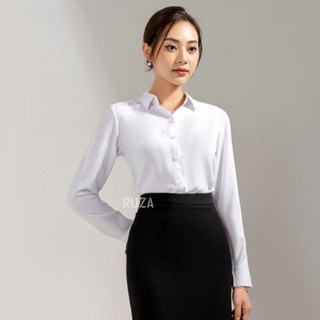 Áo sơ mi nữ RUZA lụa mềm mại kiểu công sở tay dài thanh lịch văn phòng ADC005