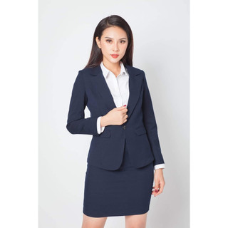 Áo vest màu xanh basic lụa lạnh nữ tay dài công sở RUZA KVC002