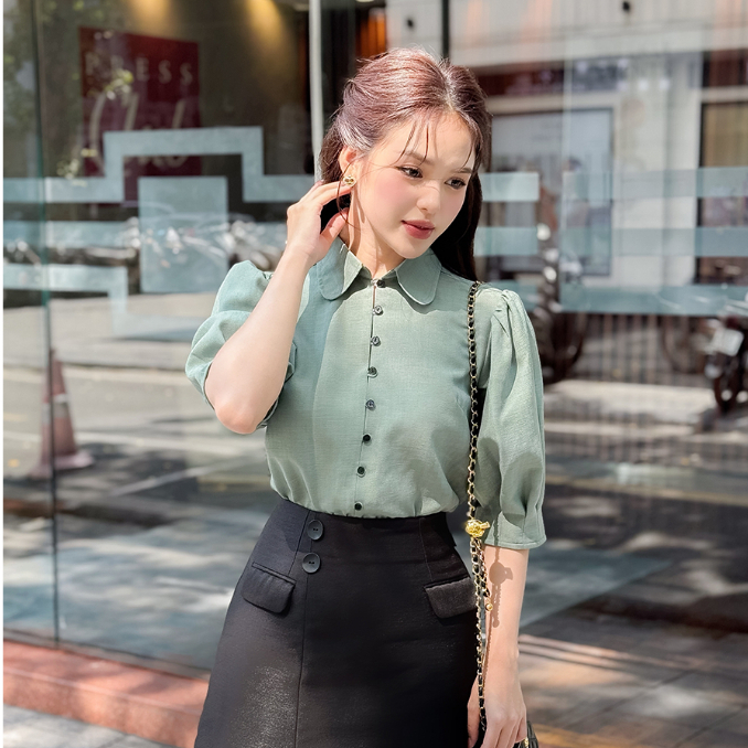Áo sơ mi nữ RUZA tay lỡ Xô Linen thời trang công sở thanh lịch AL 208