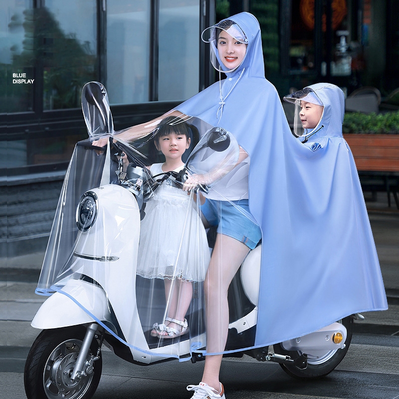 Áo Mưa Đi Xe Máy Trong Suốt 2 Đầu Cho Mẹ Và Bé Cao Cấp KOJMAC