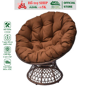 Ghế lười thư giãn Papasan xoay 360 giả mây lõi thép cao cấp decor ban công nằm thư giãn, phòng khách