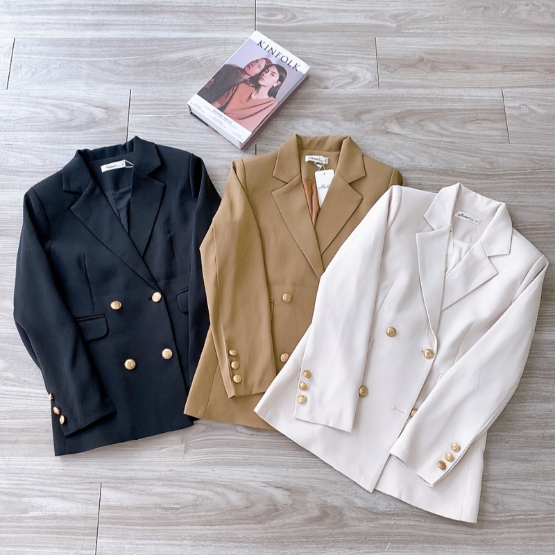 Áo blazer nắp túi tam giác tay dài