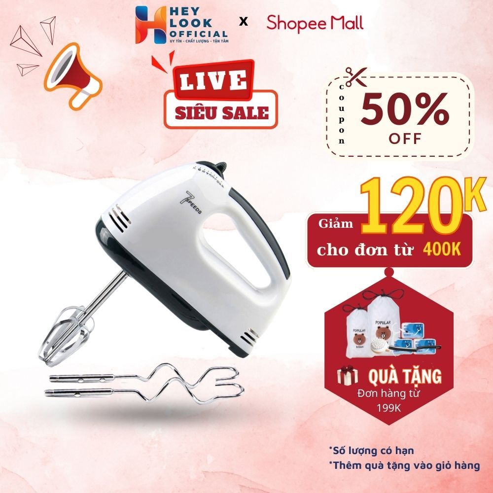 Máy Đánh Trứng Cầm Tay Mini GODWELL 7 Tốc Độ Công Suất 180W Tặng 4 Đầu Khuấy Chắc Chắn, Tiện Dụng