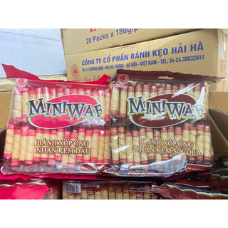 Bánh Xốp Ống MINIWAF Nhân Kem Dâu/Cốm/Socola Hải Hà Bịch 300g