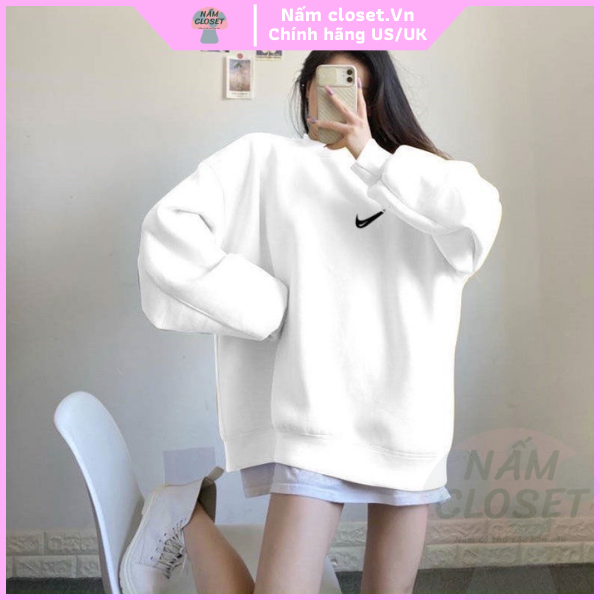 Áo Nỉ Sweater Nike chính hãng dài tay unisex nam nữ form rộng chất nỉ bông cotton cao cấp - SX NấmCloset 009