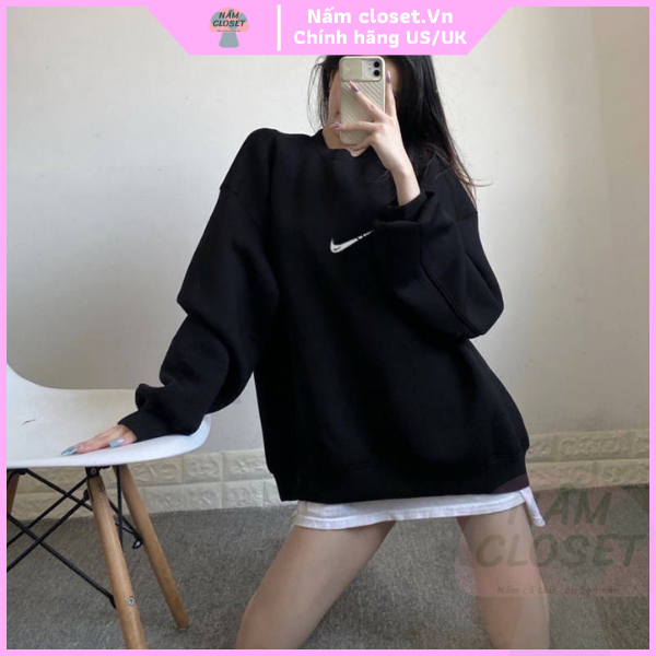Áo Nỉ Sweater Nike chính hãng dài tay unisex nam nữ form rộng chất nỉ bông cotton cao cấp - SX NấmCloset 009
