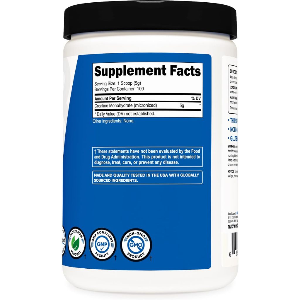 Nutricost Creatine Monohydrate Micronized : Tăng cường hiệu suất thể thao 500G