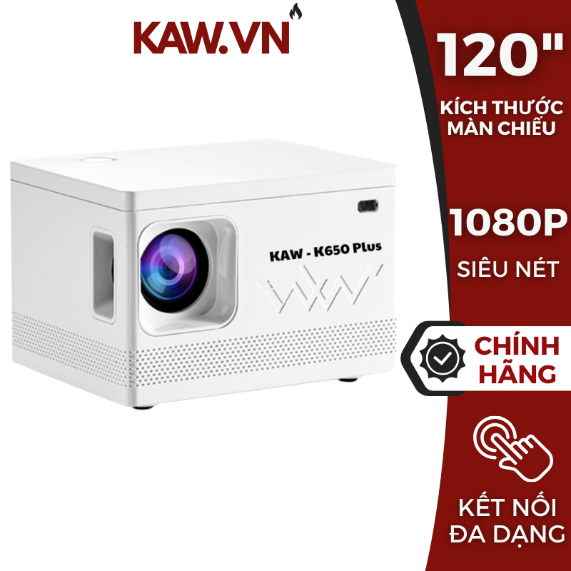 Máy chiếu mini KAW K650 Plus chính hãng chất lượng siêu nét, kích thước màn chiếu tối đa 120 inch
