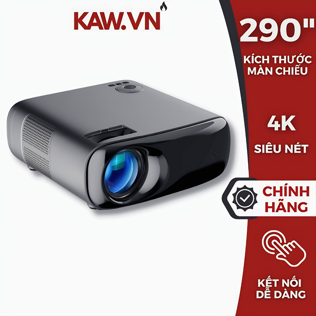 Máy Chiếu Mini KAW XMAX10 Kích Thước Chiếu Tối Đa 290", Độ Phân Giải 4K Sắc Nét, Độ Sáng Cao Bảo Hành 12 Tháng