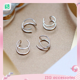  Khuyên Giả kẹp vành tai kẹp môi đa năng thiết kế hình đường chéo   song song màu Bạc bằng thép Titan thời trang UNISEX 