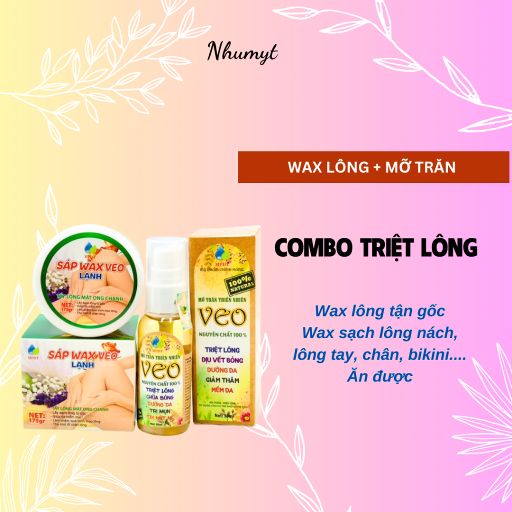 Combo triệt lông vĩnh viễn Wax + Mỡ Trăn. Tẩy lông handmade an toàn tặng kèm bộ dụng cụ wax mới Hàng Mới Cập Nhập