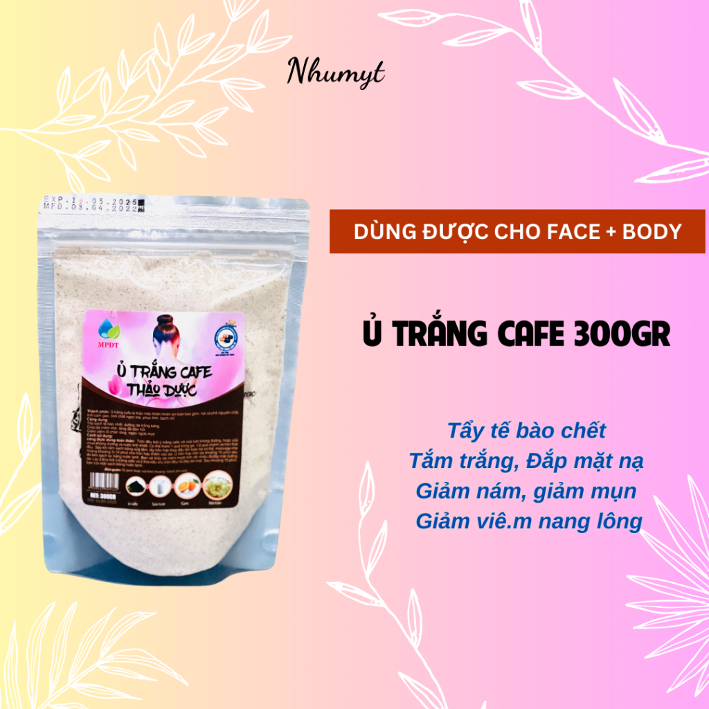 500 gr Ủ TRẮNG CAFE (dùng cả face và body) tắm trắng, tẩy da chết face và body da cà phê