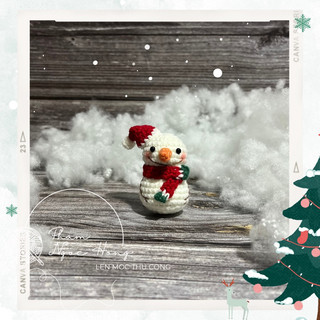 Móc khoá người tuyết noel mini, người tuyết len, len móc thủ công
