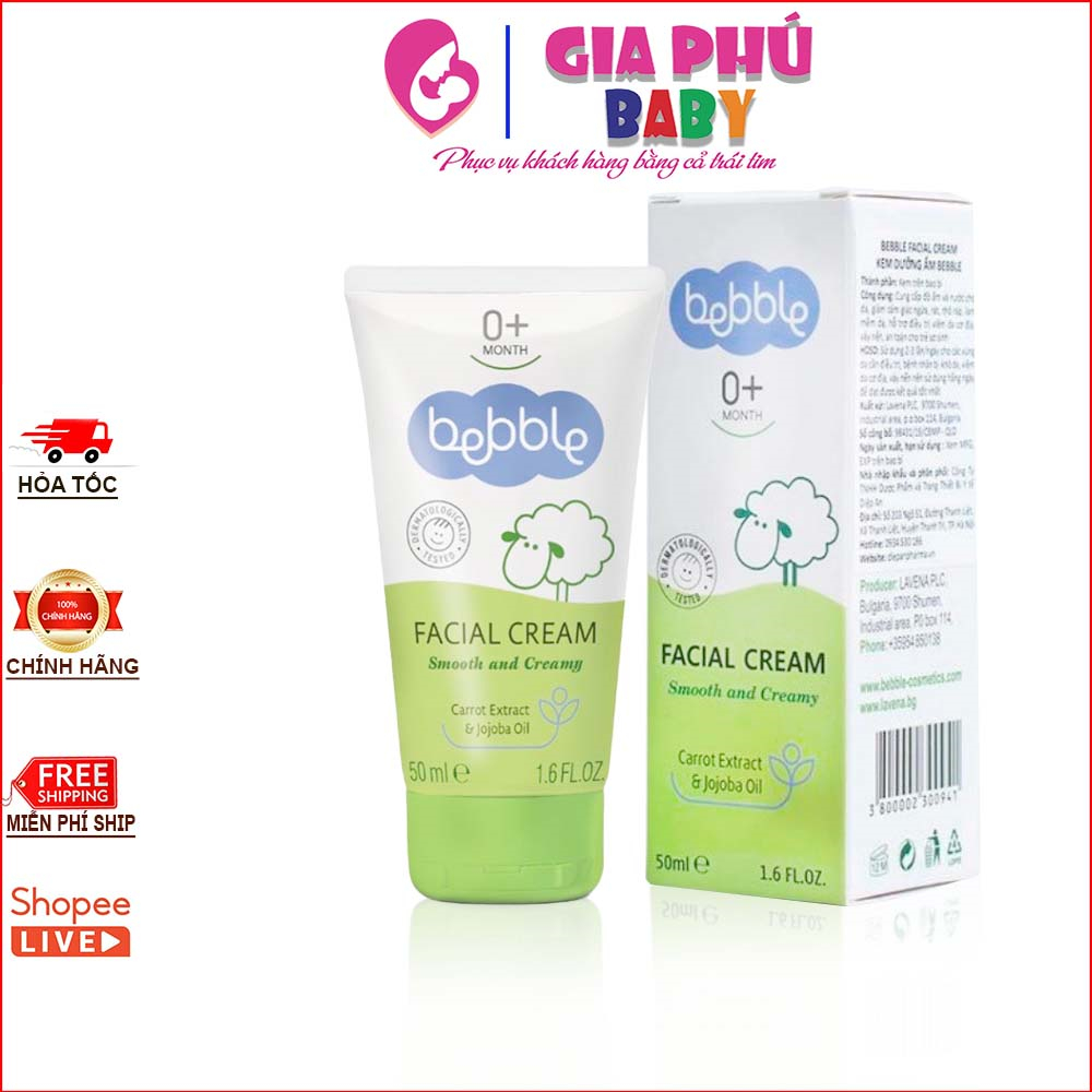 Kem dưỡng ẩm cho bé Bebble Facial Cream -Hàng Nhập Khẩu Chính Hãng Bulgaria ( Mẫu tuýp 50ml )