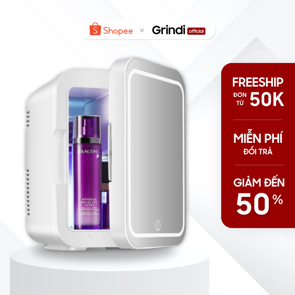 Tủ lạnh đựng mỹ phẩm tích hợp gương trang điểm mini - Làm lạnh, giữ ấm - Dùng cho mỹ phẩm, serum, mặt nạ