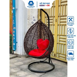 Xích đu đan giọt nước FutureChoice Giả mây lõi thép cao cấp trang trí ban công sân vườn ghế thư giãn bảo hành 2 năm HCM