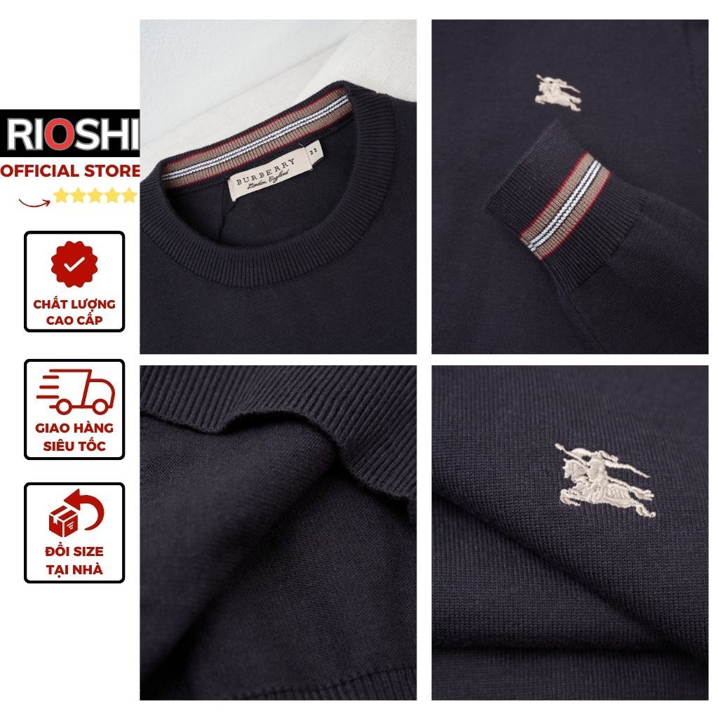 Áo len nam QC Burburry dài tay form đẹp giữ nhiệt tốt Rioshi RDD13 - Áo len dài tay dày dặn Hàng Cao Cấp