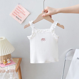 Áo dây bé gái áo hai dây phối bèo siêu xinh thun tăm gân co giãn mềm mát 10-26kg