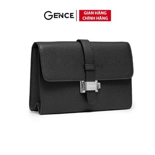 Clutch nam hàng hiệu ví da cầm tay gence ht10 da bò cao cấp màu đen