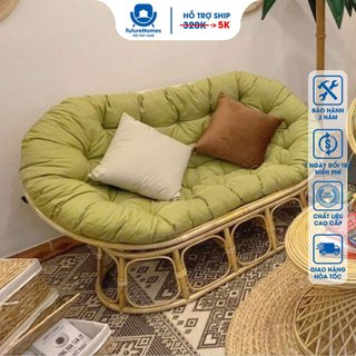 Ghế Lười Thư Giãn Mây Papasan Đôi FutureChoice Decor Phòng Khách, Phòng Ngủ Gia Đình, Mẫu Mã Thiết Kế Sang Trọng HCM